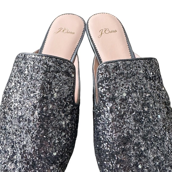New J. Crew Pointed Toe Mule Slides in Gray Glitter Size 10.5 - Picture 5 of 10